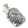 Natural Dalmation Jasper Gemstone 925 Sterling Silver Jewelry Pendant 2.29" O4O46