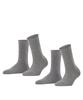 [FALKE] Женские хлопковые носки, Подарочный набор из 2 пар, 46417 Happy 2P Socks, Размеры 35-38, 3390 СВЕТЛО-СЕРЫЙ МЕЛАНЖ.