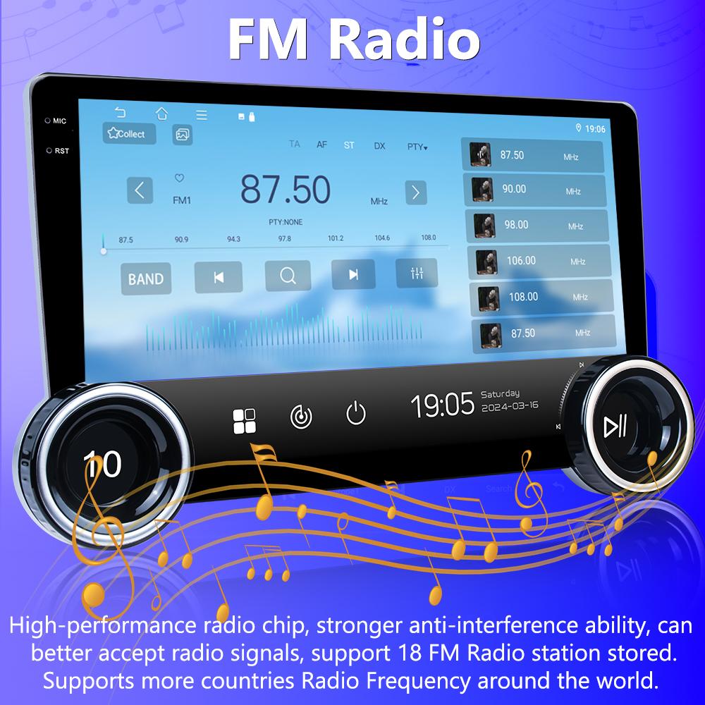 Reakosound Android 4 Core Car Radio 10.1" High Definition GPS Navigation Bluetooth Universal Car Multimedia Player Carplay Stereo