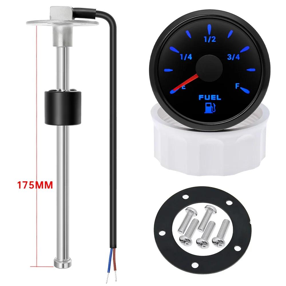 Waterproof IP67 Fuel Level Meter 240-33ohm Oil Tank Meter+100mm-550mm Fuel Float Sensor with 7 Color Backlight for Car Yacht