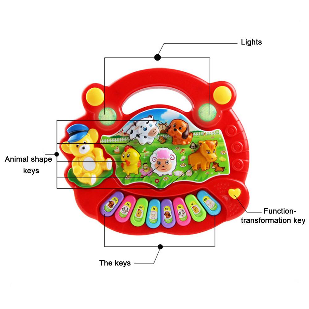 Детская музыкальная игрушка со звуками животных, детская фортепианная клавиатура, электрический мигающий музыкальный инструмент, развивающие игрушки для детей