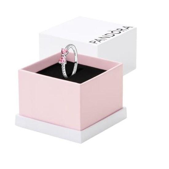 PANDORA Ladies Silver Ring Sparkling Pink Ribbon 52 16.6 Sterling Cubic Zirconia