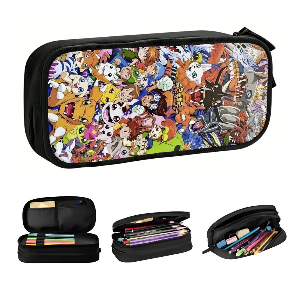 Cute Video Game Digimon Japane Pencil Case for Girl Boy Large Capacity Anime Manga Pencil Bag School Accessories