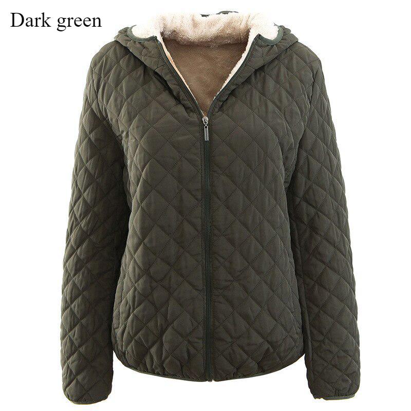 Women's Fashion Solid Color Wool Hooded Coat Warm Thick Cotton Close-fitting Casual Slim Jacket Large Size Tops