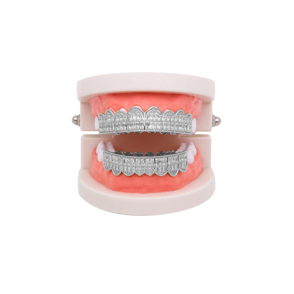 GoldPlated Brass Hip Hop False Teeth Set Halloween Festival Teeth Decoration Brace(Gold )