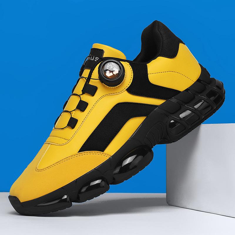 New rotating button low-top soft sole cushioning comfortable sports shoes lightweight leather casual shoes