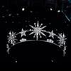 Vintage European 6 -Point Star Wedding Crown Tiaras Gold Color Rhinestone Diadem Princess Women Headband Bridal Hair Accessories