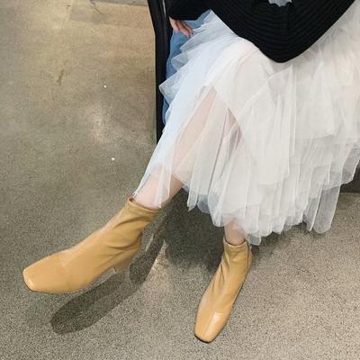 Женская обувь 2024 года, горячая распродажа, женские ботинки с боковой молнией, модные, с квадратным носком, для офиса и карьеры, высококачественные, с квадратным каблуком, ботильоны