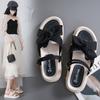 Women's Summer Design Comfortable Thick Bottom Sandals Slippers Cloth Round Head One Word Two Wear Beach Shoes