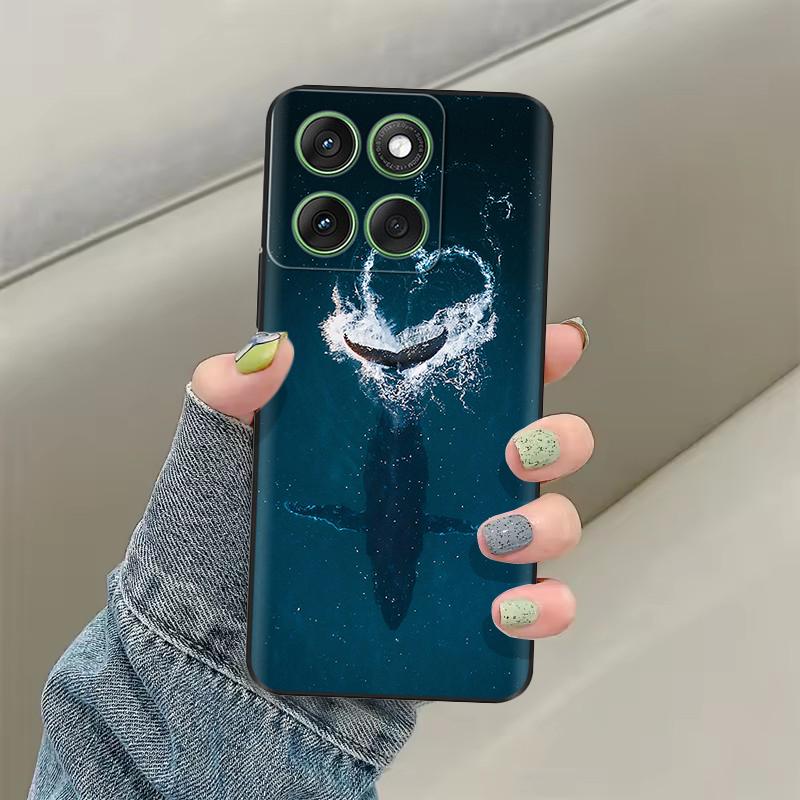 Чехол для Motorola Moto Edge 60 Мягкий ТПУ Силиконовый Черный Чехол для Moto Edge 60s edge60 Pro Роскошный Цветочный Защитный Чехол Сумки