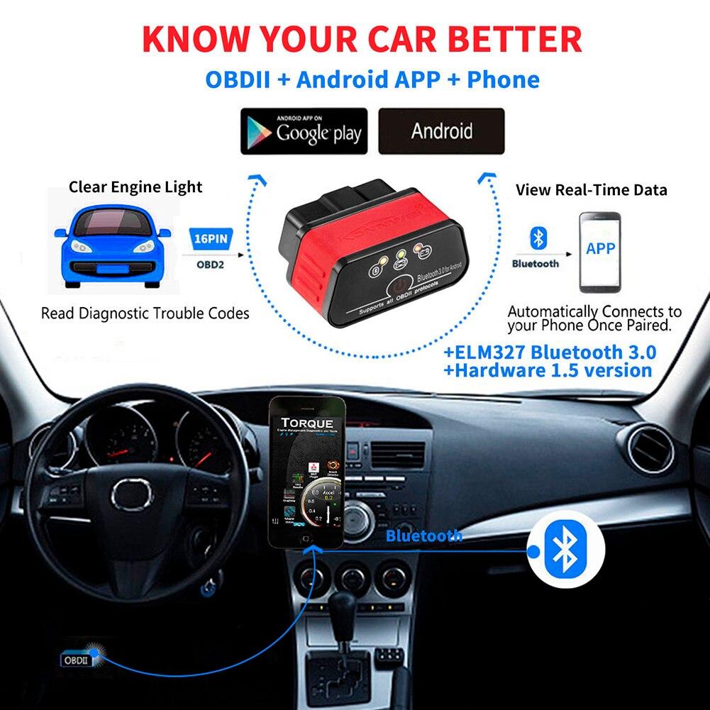 Беспроводной сканер OBD2 KW903 12V считыватель кодов диагностики для устройств Android ELM327 Автомобильный считыватель кодов Инструмент OBDII