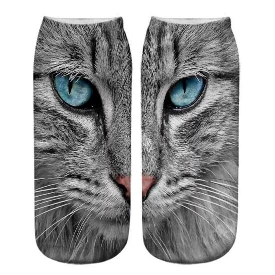 Realistic Cat Face Socks 3D Cat Print Animal Socks Breathable Funny Casual Socks Gag Gifts for Cat Lovers Men Women