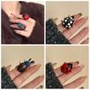 Insect Painting Ring Geometric Chunky Enamel Ring Personality Ladybird Drip Oil Ring  Decoration