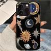 Креативный ретро чехол для телефона с узором "Солнце и Звезды" для iPhone 16 17 15 14 13 12 11 Pro Max 16e 17Air X XR XS Max 7 8 Plus Черный чехол