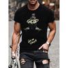 God Letters Pattern Tees Patchwork 3D Print T Shirt Fashion O Neck Short Sleeve Tops Summer Breathable Man T Shirts Men Cartoon Clothing