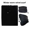 Men Scarf Winter Fleece Lining Solid Color Scarf with Adjustable Drawstring Thickened Velvet Warm Neck Gaiter