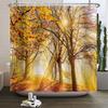 Autumn Forest Maple Shower Curtain Natural Jungle Leaves Pumpkin Fall Bathroom Shower Curtain Waterproof Shower Curtain Decor