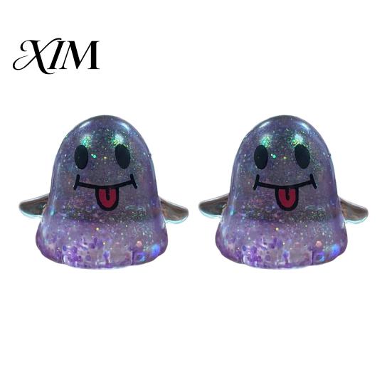 Ghost Squeeze Toy Halloween Spooky Toy, Glitter Stress Relief Anxiety Hand Toys Tongue-out Sensory Fidget for Home Office School Shaped