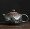 Handmade Ceramic Crane Teapot/Teacup – Hand-Painted Retro Coarse Pottery Tea Set, Portable Travel Kettle