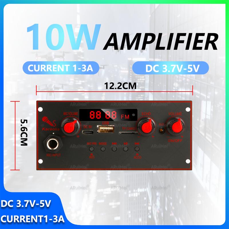 10 Вт Bluetooth-совместимая 5.0 плата аудиоусилителя DC3.7-5V FM-радио TF USB Запись Звонок Пульт дистанционного управления Динамик Усилитель Модуль 4