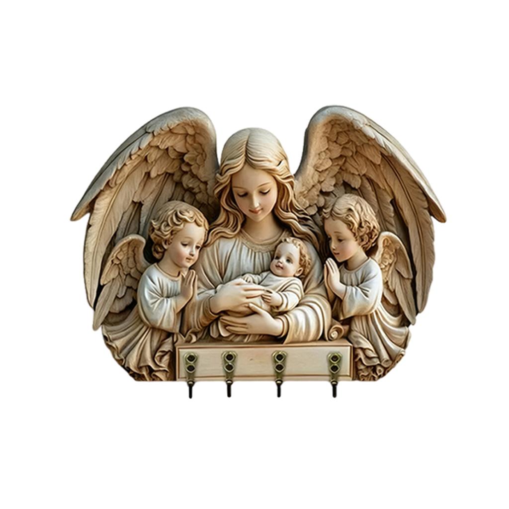 Деревянный многофункциональный держатель для ключей, Деревянный держатель для ключей на тему Причастия, Религиозный настенный декор для дома, Многофункциональный органайзер с