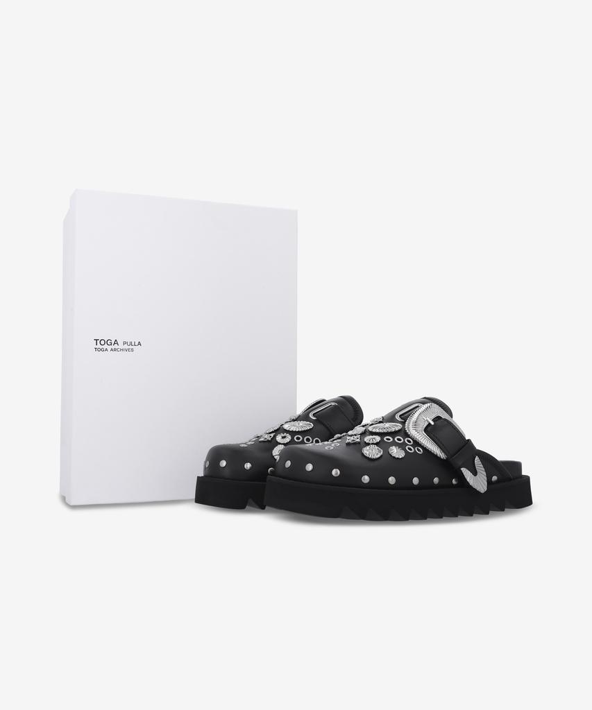 Toga [Toga Pulla] Eyelet Metal Sabo Slide - Black / Aj1058Black