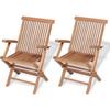 VidaXL Folding Garden Chairs 2 Pcs Solid Teak Wood