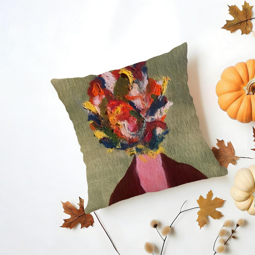 Emotional outlet art painting Cushion Cover Washable Linen Pillowcase Soft for Daily Sofa Bed Home Room Decor