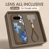 Blue Lily Flower Pattern Phone Case For Google Pixel 10 9 8 7 Pro Pixel 9 10 Pro XL 7A 8A 9A Shockproof TPU Soft Lanyard Cover