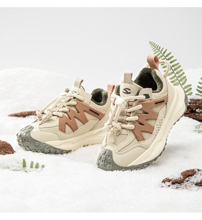 Детские хлопковые кроссовки Habi Bear для мальчиков и девочек с бархатной подкладкой и подошвой из материала Durian для зимы