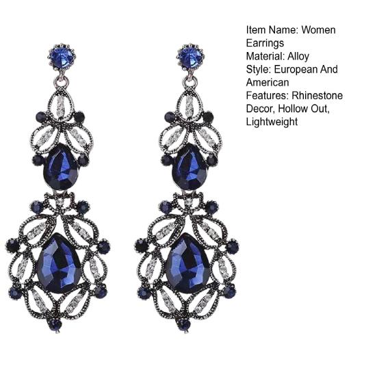 1 пара женских сережек, висячие серьги со стразами, легкие полые серьги, длинные висячие серьги