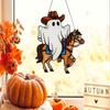 Halloween Reading Ghost Hanging Sign Wooden Bathing Cartoon Ghost Round