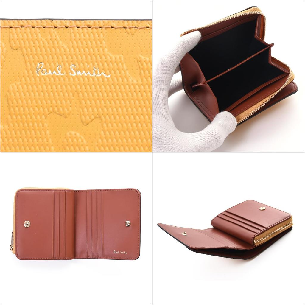 Paul Smith Daisy Leather Bi-fold Wallet with Coin Purse, Set 845047 W673 (No Engraving, Yellow)