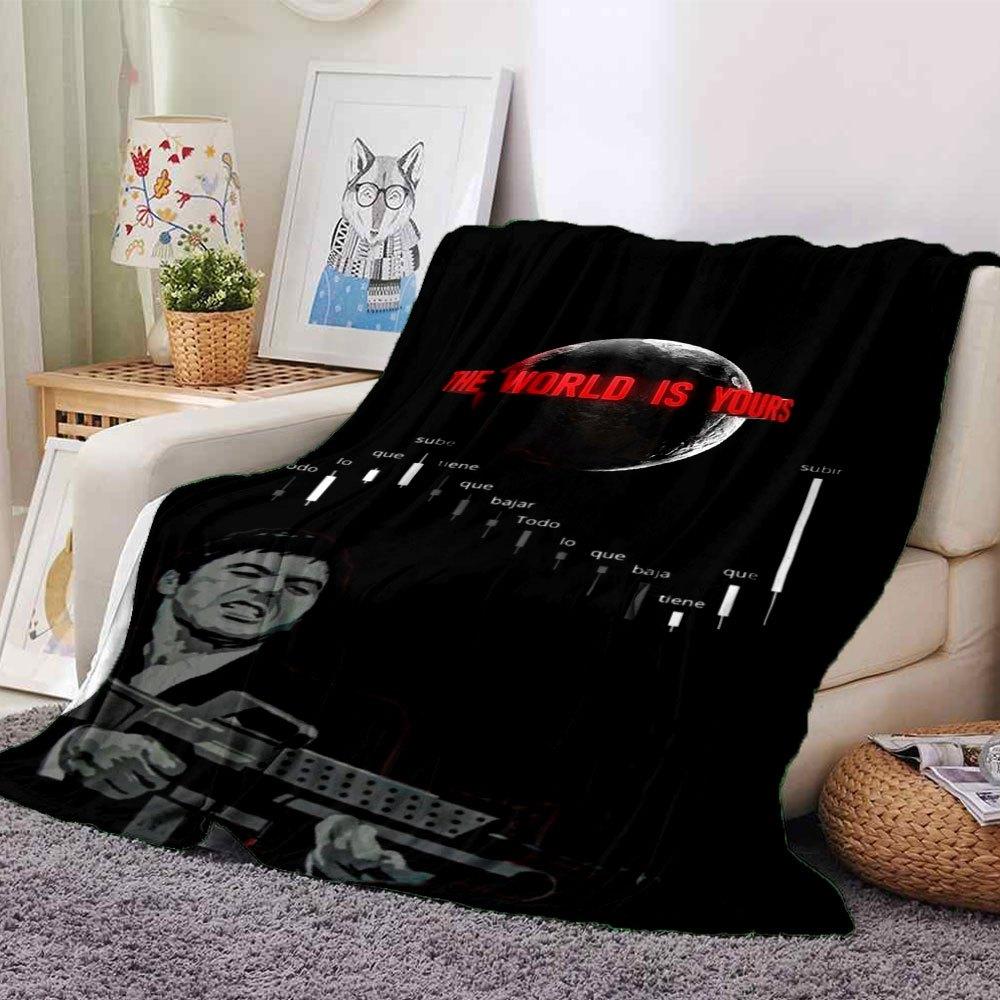 1pc Scarface-Inspired Flannel Blanket - Soft Cozy All-Season Throw for Bedroom, Sofa, Camping, Travel - Perfect Gift for Movie FansB74