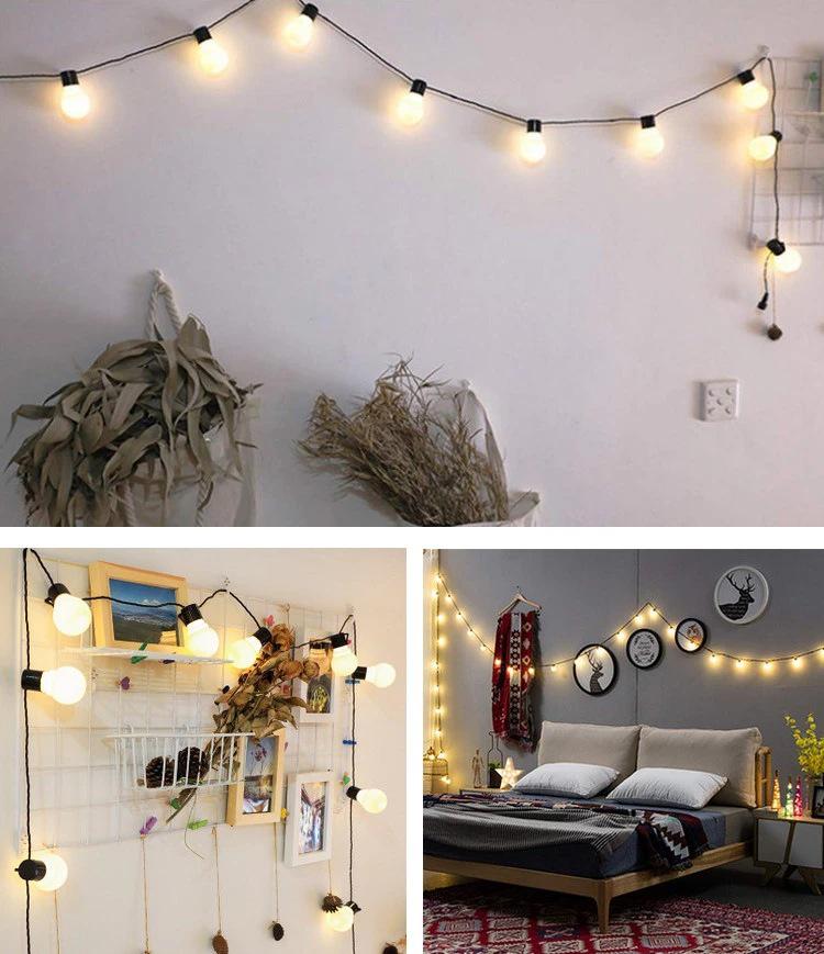 Светодиодные солнечные винтажные гирлянды - Уличные садовые прозрачные шарообразные лампочки