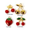 1 шт. Шармы Коллекция Flora из нержавеющей стали 304 С покрытием 18K золотом Красная эмаль Подвески Вишня Клубника Для самостоятельного изготовления ожерелий