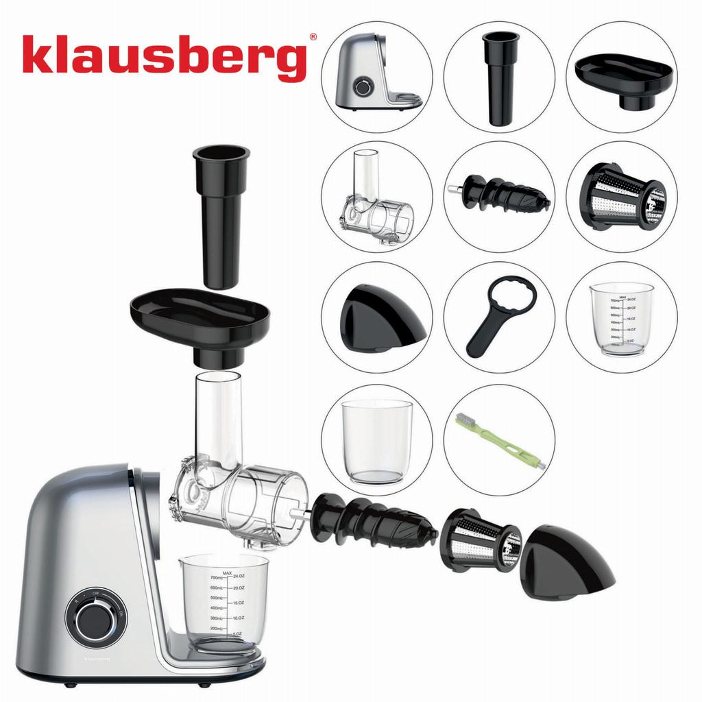 Slow juicer 150W for fruits and vegetables COLD PRESS KLAUSBERG KB-7868