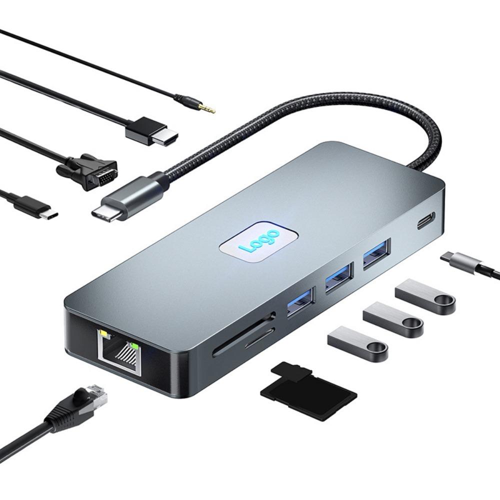 Док-станция типа C с гигабитным Ethernet 4K60Hz USB-концентратором, многопортовым адаптером для ноутбука, ПК MacBook