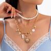 Mulitlayer Shell Multilayer Necklace Pearl Imitation  Pearl Necklace  Summer