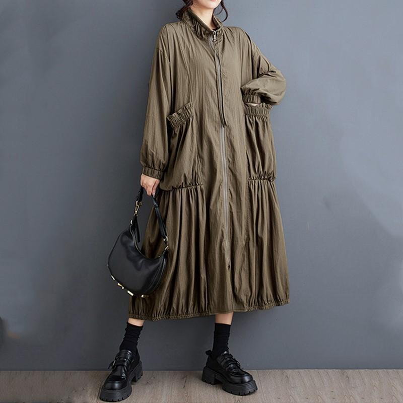 Long Sleeve Oversized Vintage Casual Loose Autumn Spring Trench Coat for Women Outerwear