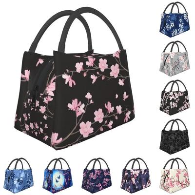 Сумка-тоут Cherry Blossom Infused Lunch Tote для женщин Sakura Cherry Blossom Cherry Portable Thermal Cooler Food Lunch Box Travel