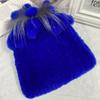 New Winter Real Rabbit Fur Beanies Hat Women 100% Genuine Real Rex Rabbit Hat Good Elastic Knitted Rex Rabbit Fur Caps