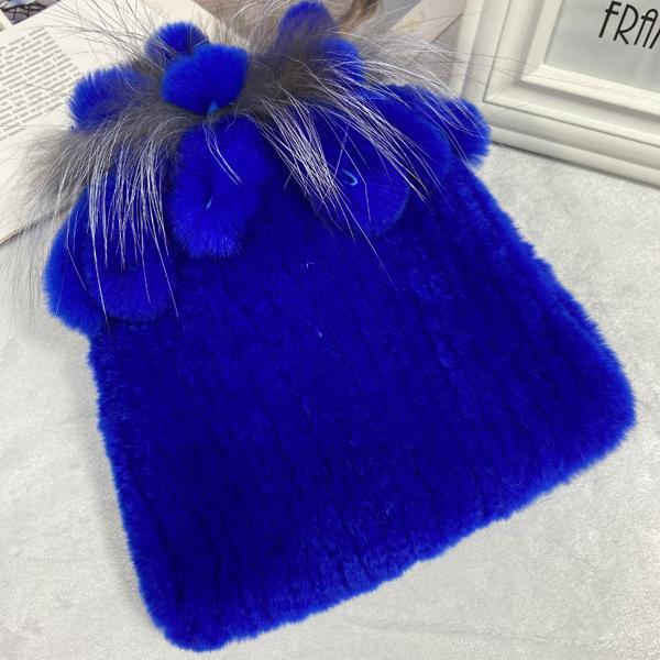 New Winter Real Rabbit Fur Beanies Hat Women 100% Genuine Real Rex Rabbit Hat Good Elastic Knitted Rex Rabbit Fur Caps