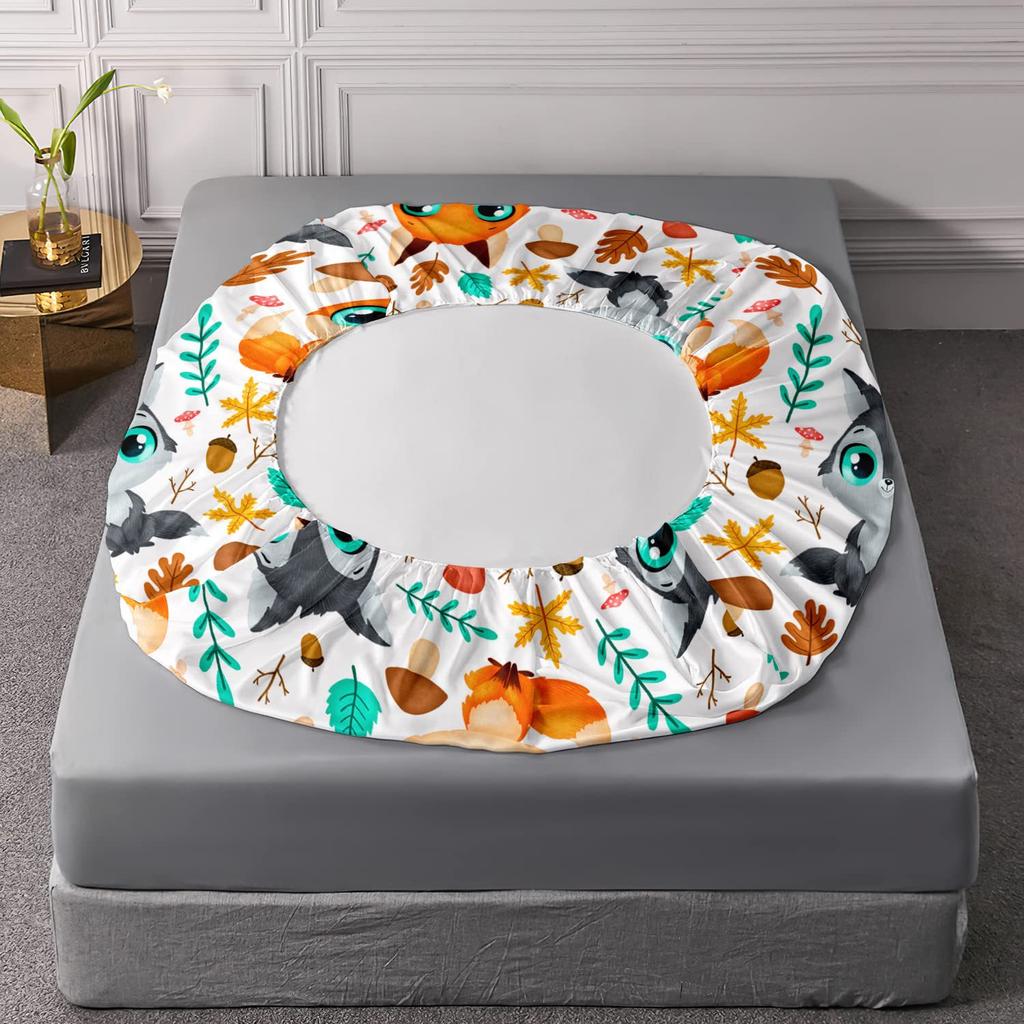 Животный узор лисы Шапка на кровать из трех частей Цифровая печать Постельное белье Шапка на кровать Набор из трех частей Дети и взрослые