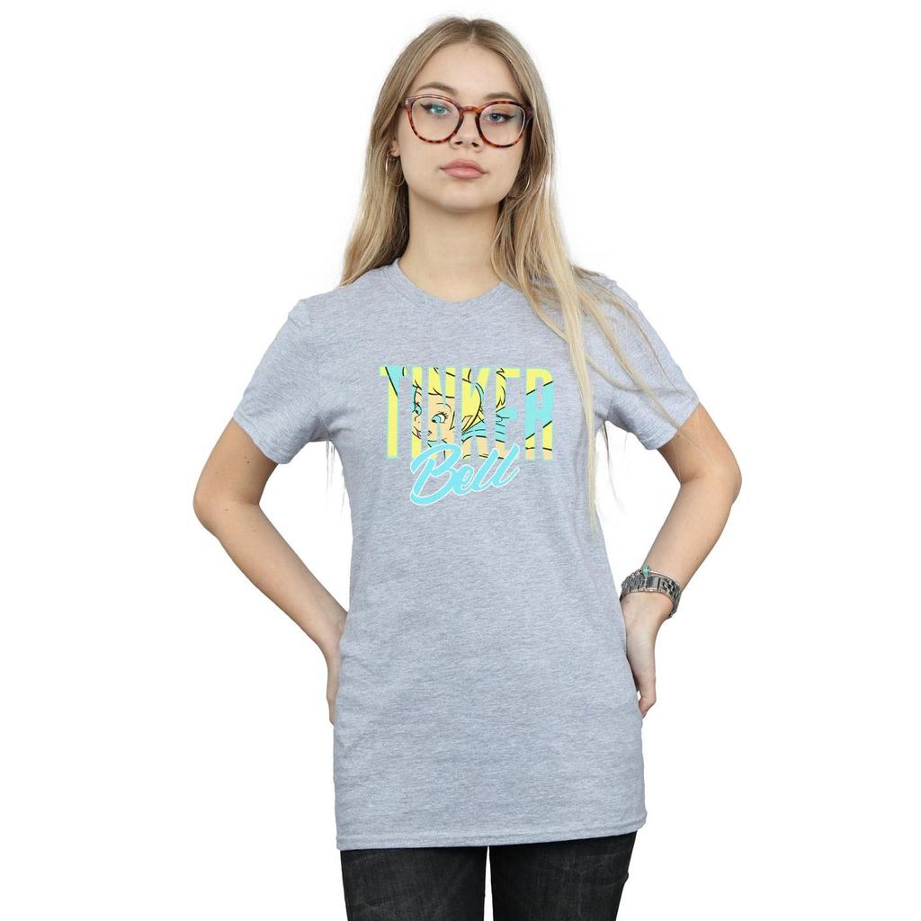 Disney Womens/Ladies Tinker Bell Wording Infill Cotton Boyfriend T-Shirt