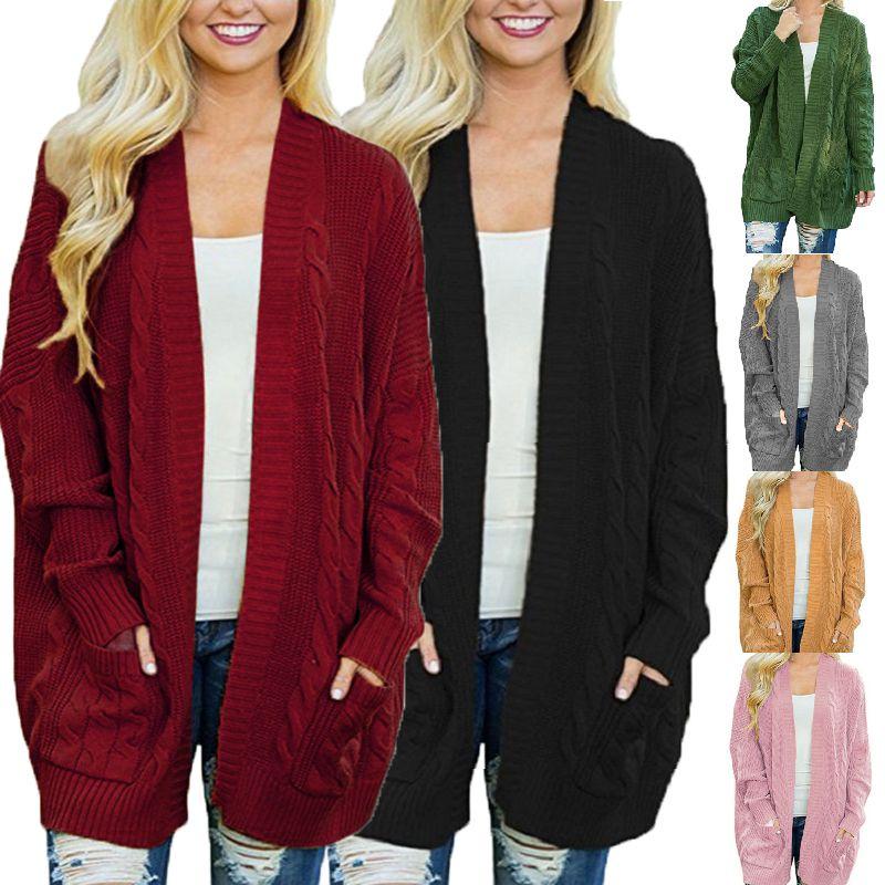 Warm And Chunky Knit Women Cardigan Sleeve Casual Sweater Outwear