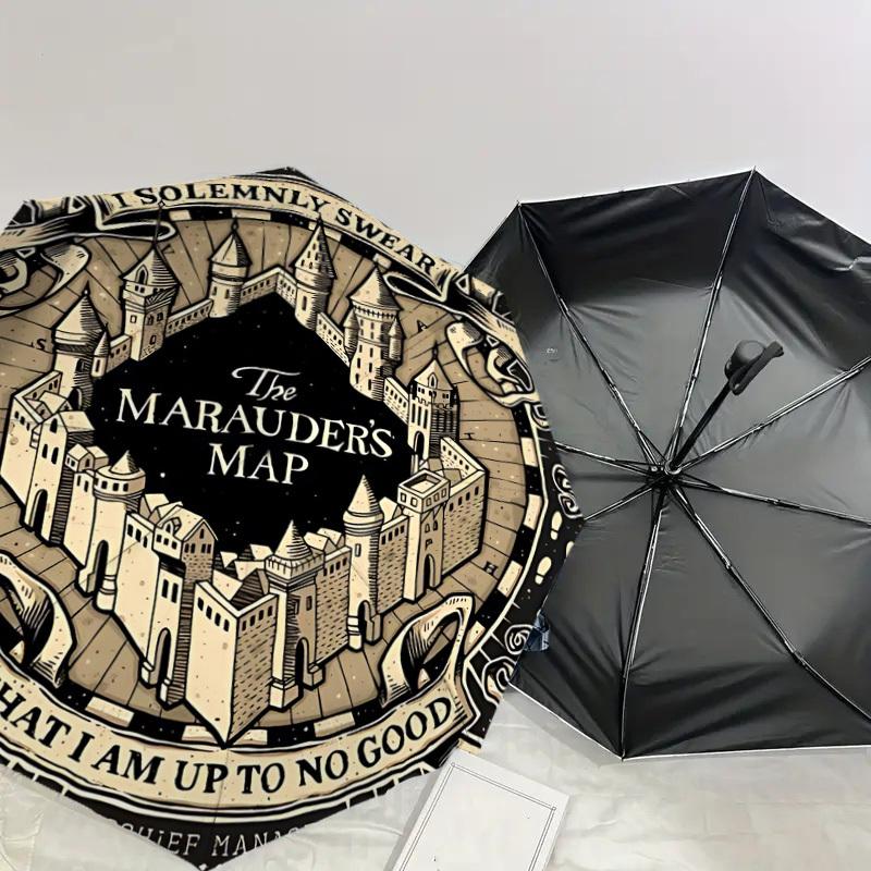 1 шт. Зонт «Карта Мародеров» от Warner Bros. - 8 ребер, усиленный, автоматическое открытие, легкий и прочный - A41