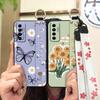 Durable Ring Phone Case For Tecno Camon17P Phone Holder Silicone Waterproof Dirt-resistant Flower Oil Painting Lanyard