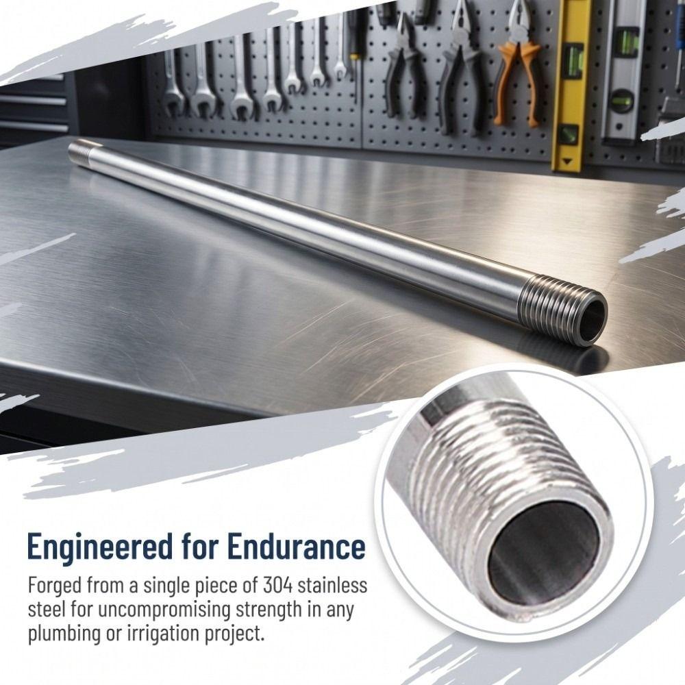 20cm Length Connecting Pipe 304 Stainless Steel Pipe Fittings Water Connection Pipe  Greenhouse Use