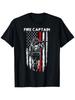 Fire Captain Chief American Flag Gifts Firefighter Captain T-Shirt for Unisex Men Unisex Casual Round Neck Outdoor Short Sleeved T-Shirt Sizes Patriot